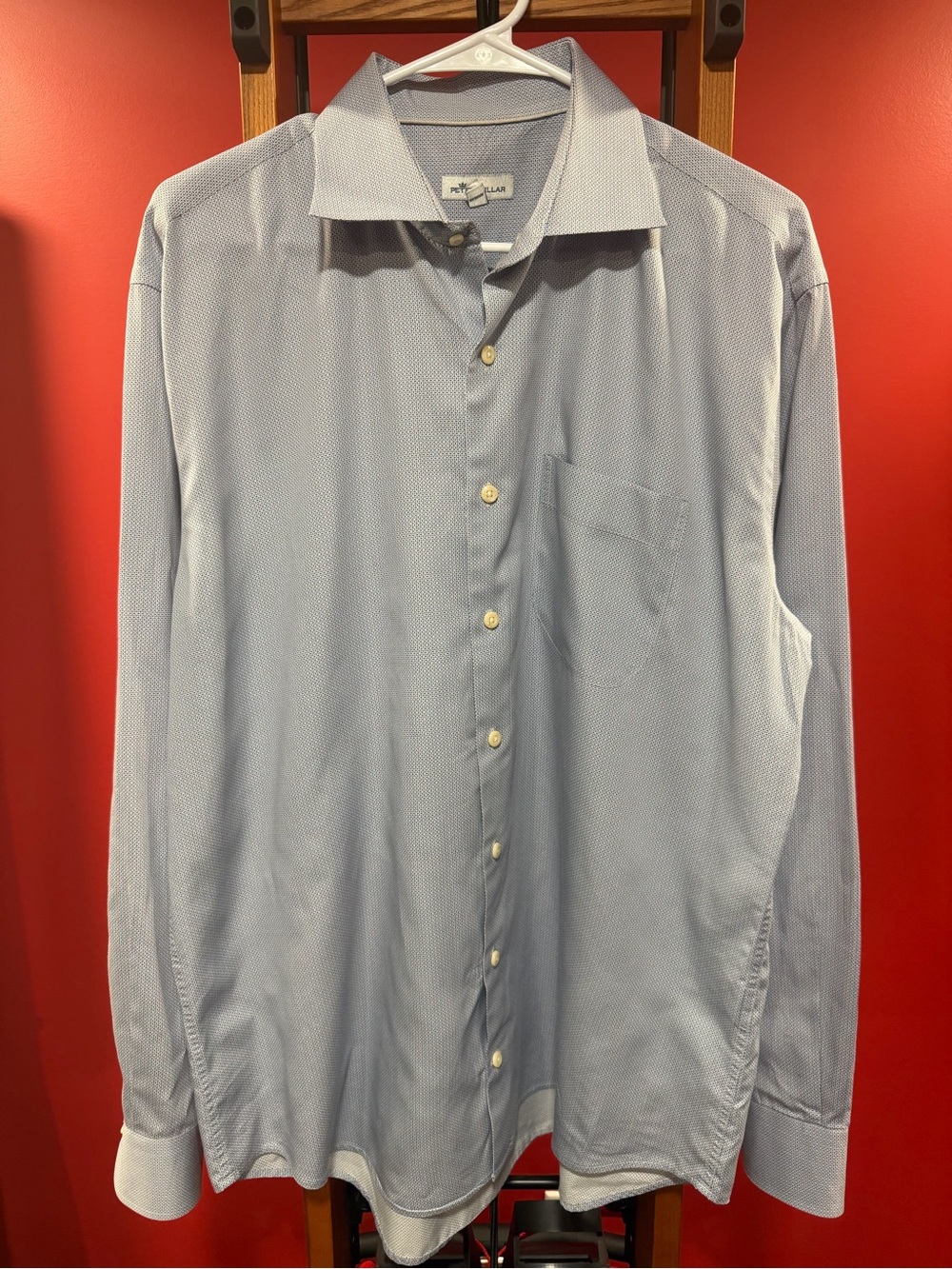 Peter Millar Mens XL 100% Cotton Blue Geometric Button Down Dress Shirt